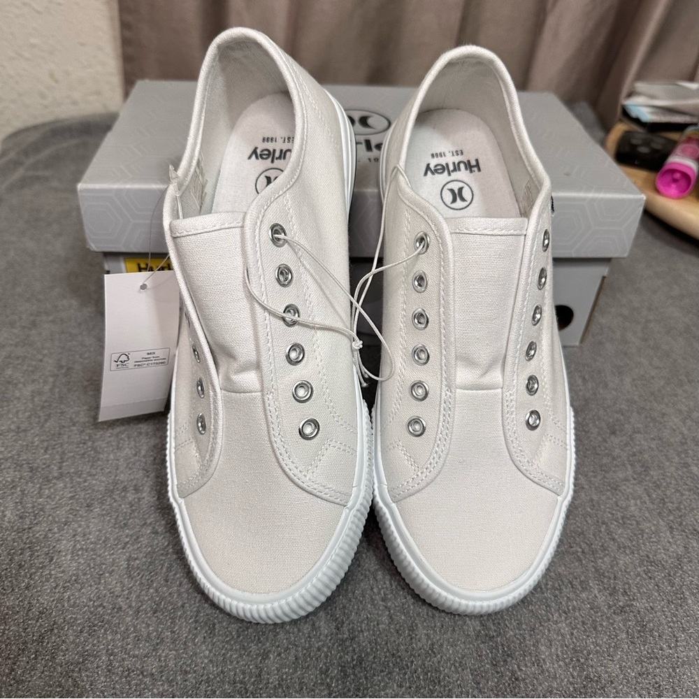 Hurley Women's White Canvas Sneakers